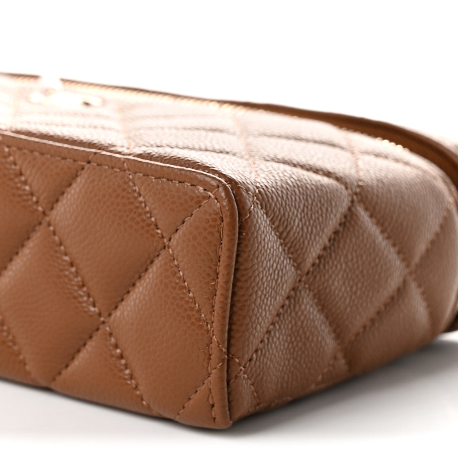 Chanel Caviar Quilted Top Handle Slim Vanity With Chain Camel 10 of 11