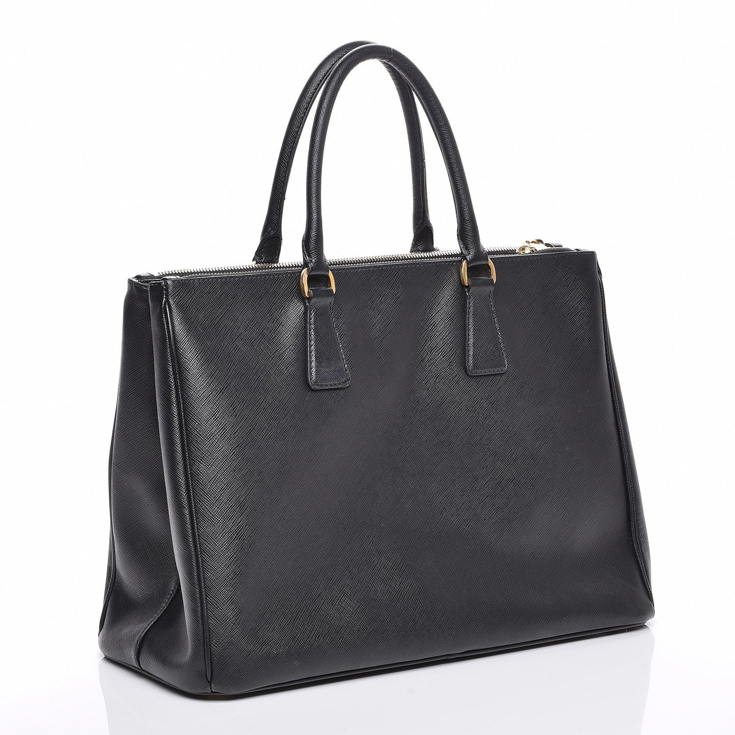 Saffiano Lux Large Double Zip Tote Nero Black