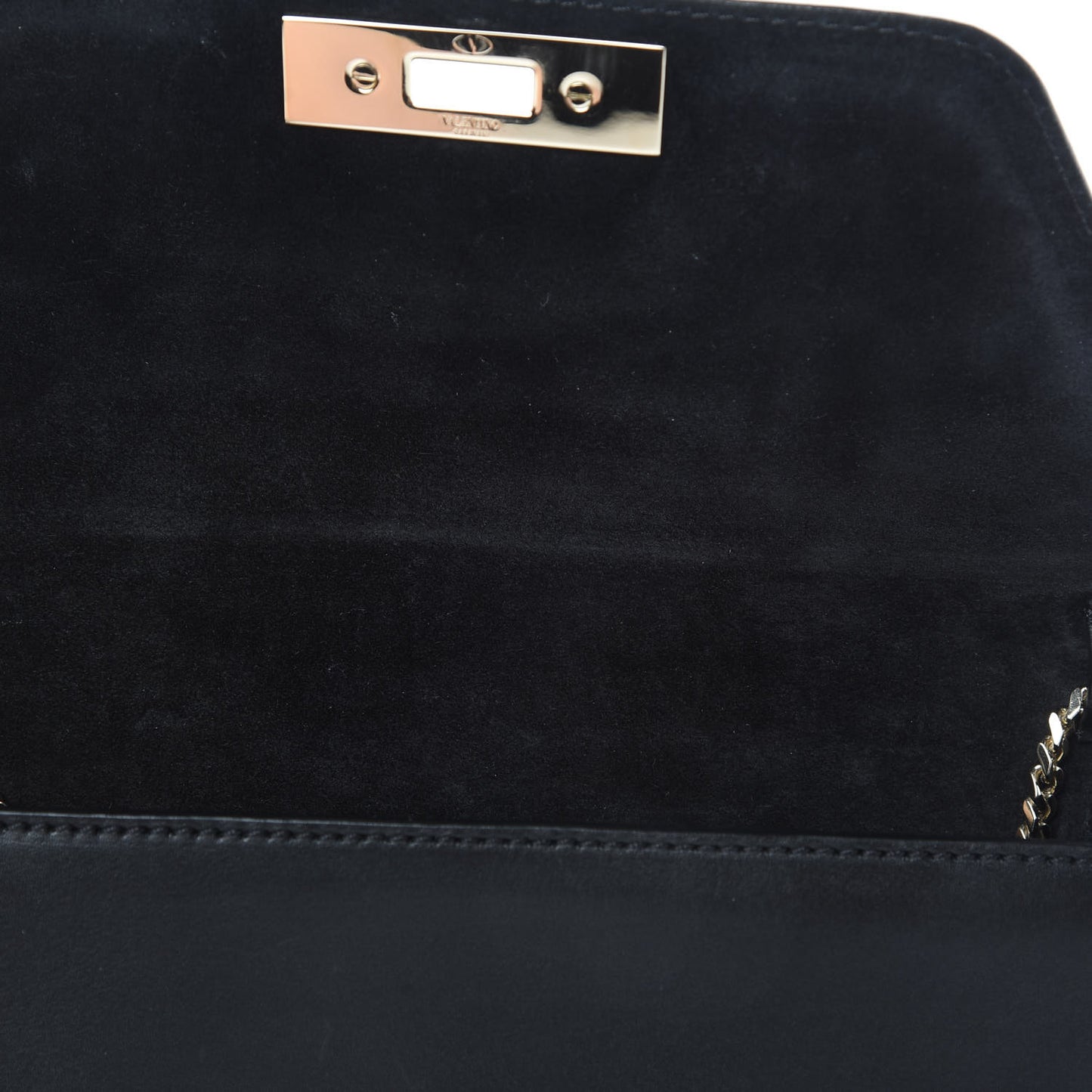 Vitello Demilune Chain Clutch Black