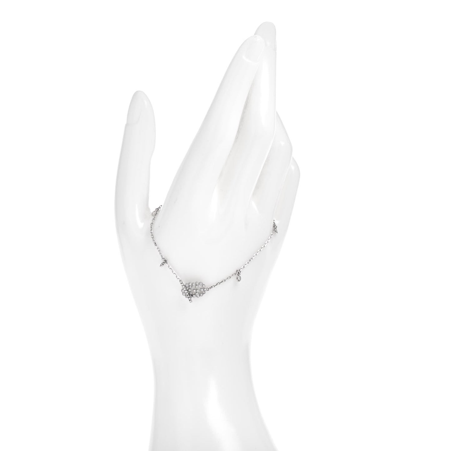 18K White Gold Diamond GG Running Bracelet 17