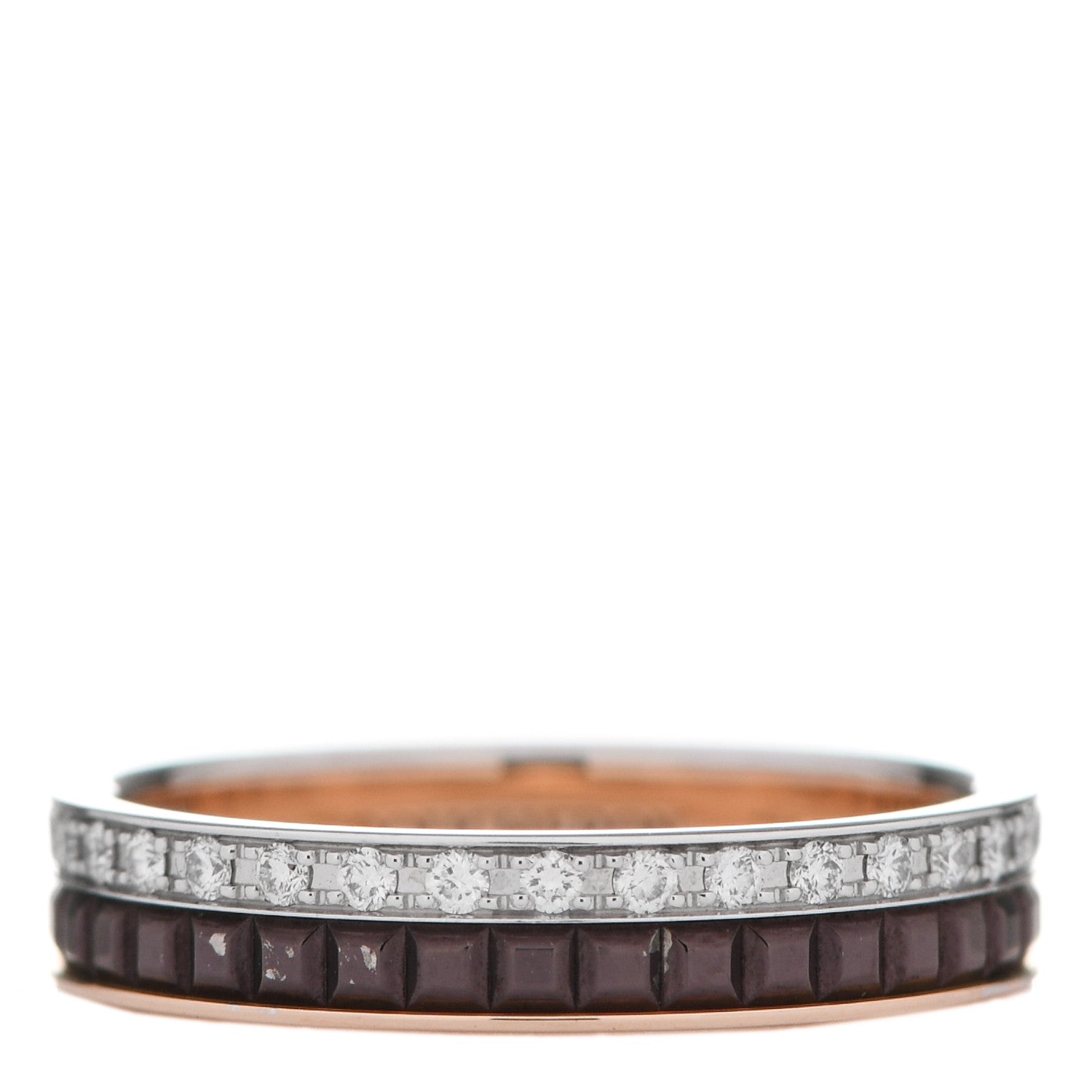 Boucheron 18K Pink White Gold PVD Diamond Quatre Classique Wedding Band Ring 51 5.75 1 of 8