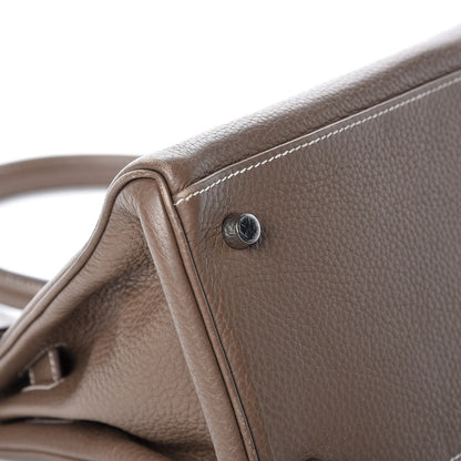 Hermes Taurillon Clemence Shoulder Kelly 40 Etoupe 34 of 38