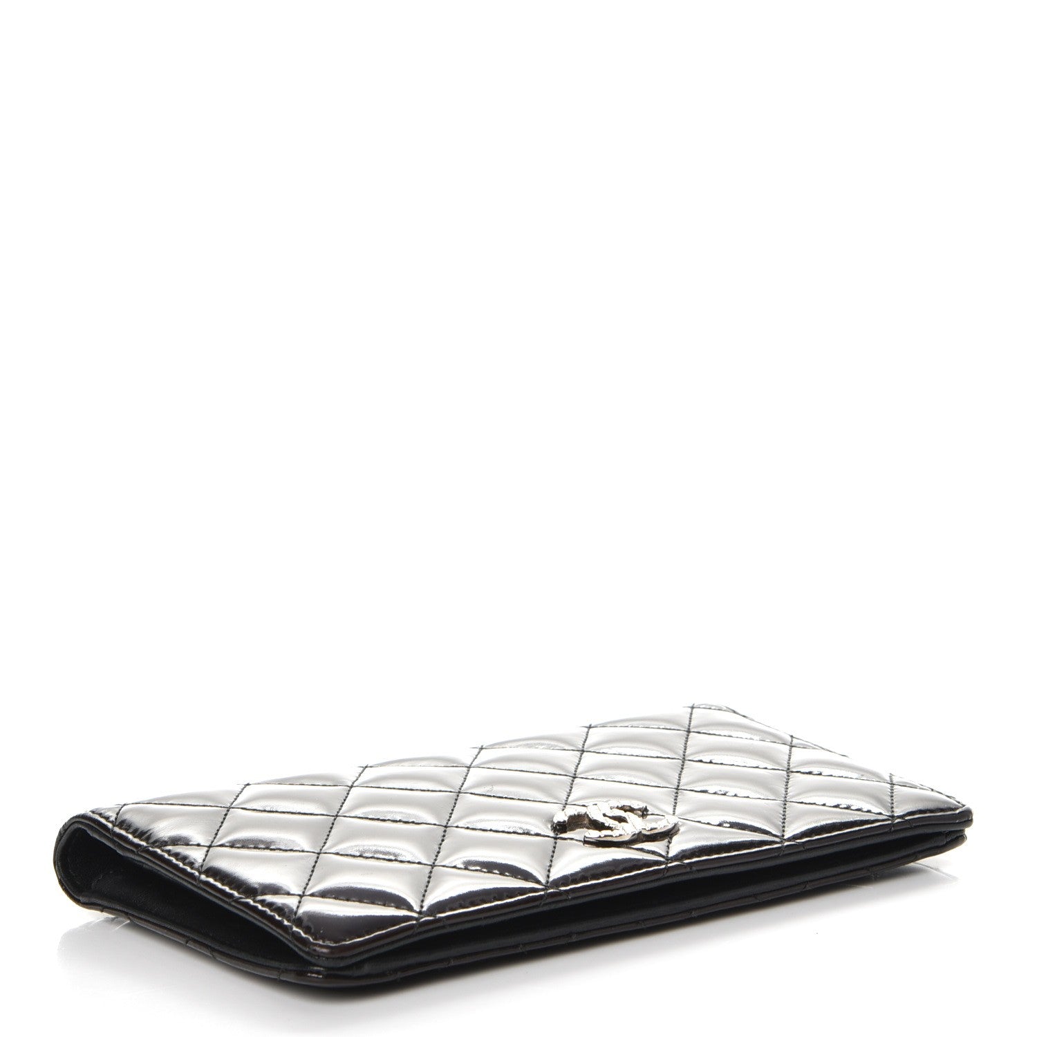 Chanel Patent Quilted Brilliant Yen Wallet Dark Purple 4 of 9