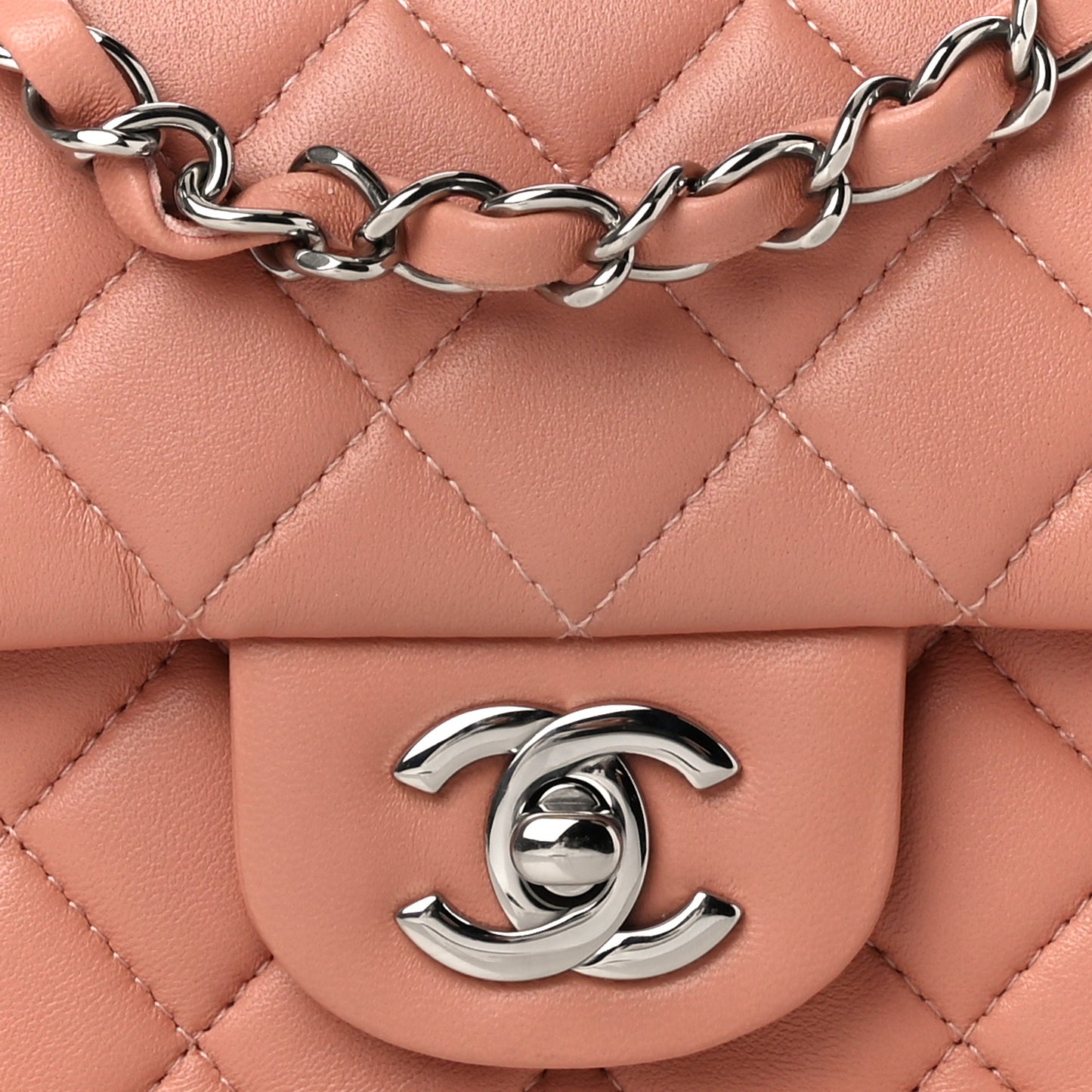 Lambskin Quilted Mini Rectangular Flap Dark Pink