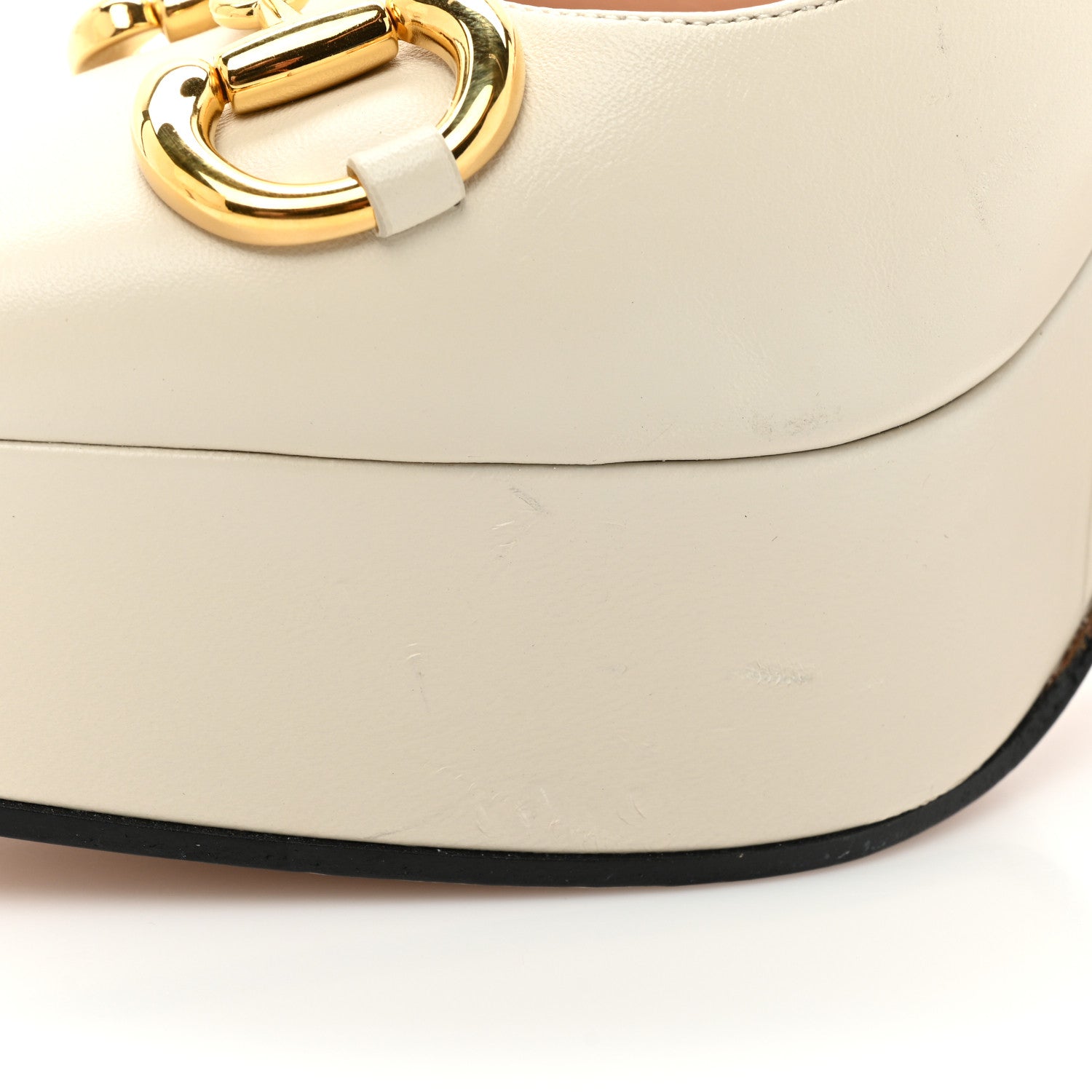 Gucci Nappa Horsebit Platform 35/120mm Slingback Pumps 38 New Mystic White 10 of 14