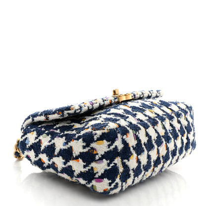 Chanel Tweed Quilted Medium Chanel 19 Flap Ecru Navy Blue Multicolor 4 of 10