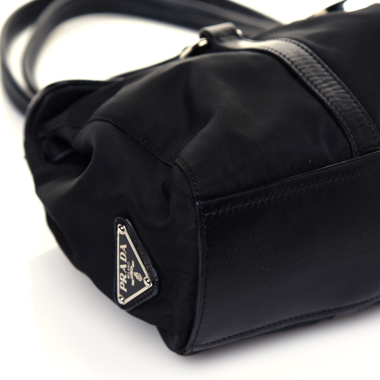 Prada Tessuto Nylon Nappa Foldover Pushlock Satchel Black 9 of 14