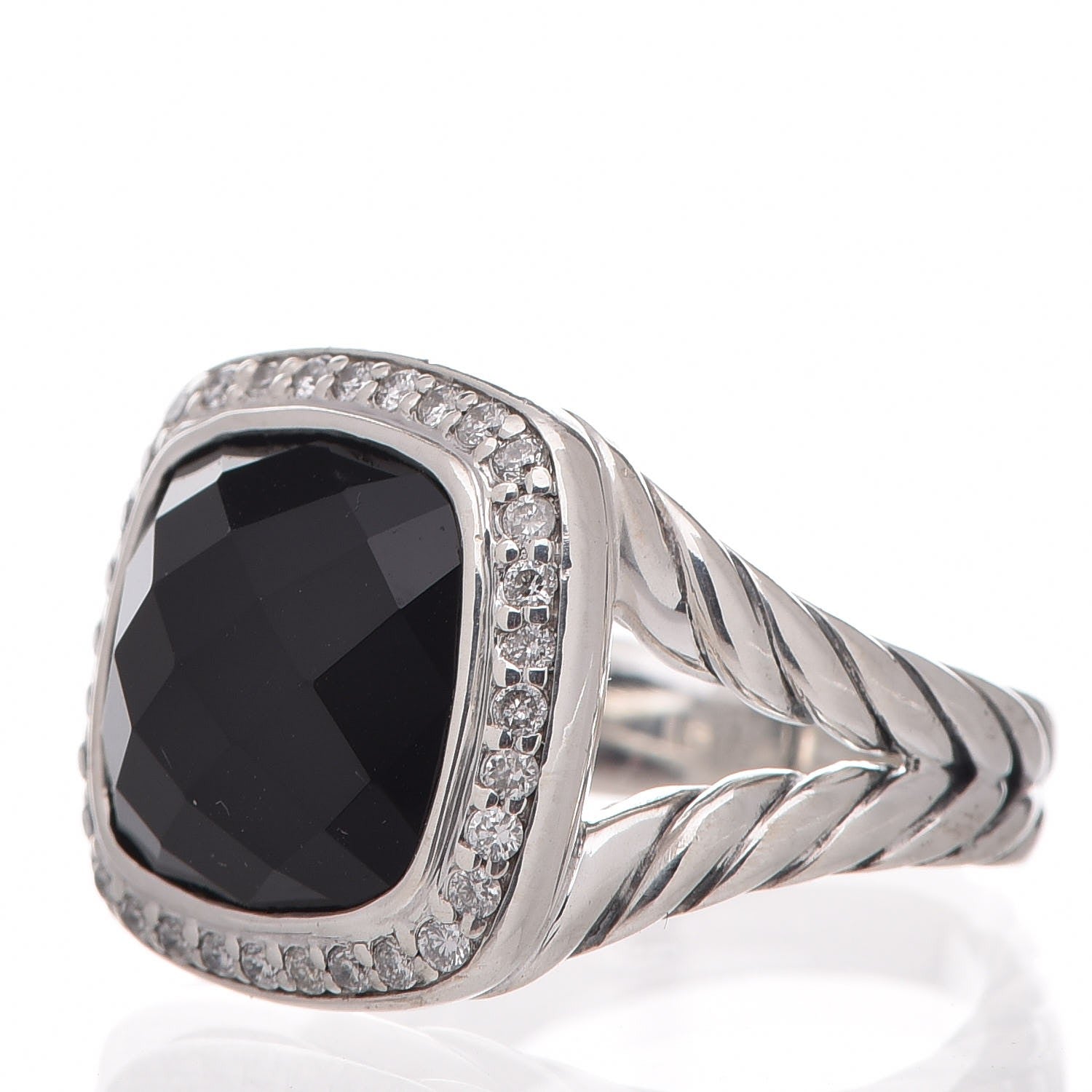David Yurman Sterling Silver Diamond Black Onyx 11mm Albion Ring 48 4.5 3 of 6