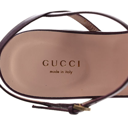 Gucci Lifford Calfskin GG Marmont Ankle Wrap Flat Sandals 39 Vintage Bordeaux 7 of 8