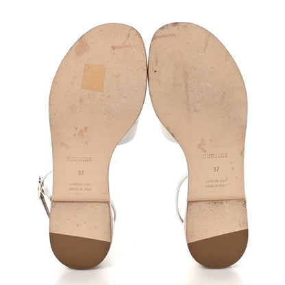 Hermes Calfskin Santorini Sandals 37 White 6 of 10