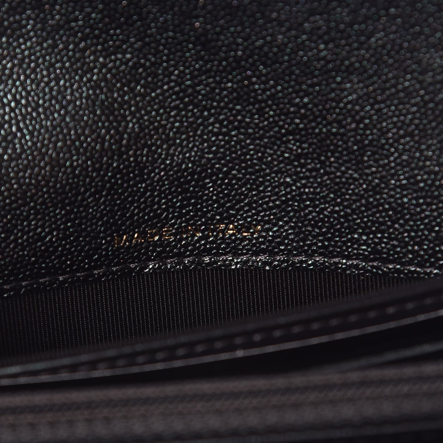 Iridescent Caviar Quilted Medium Flap Wallet Black