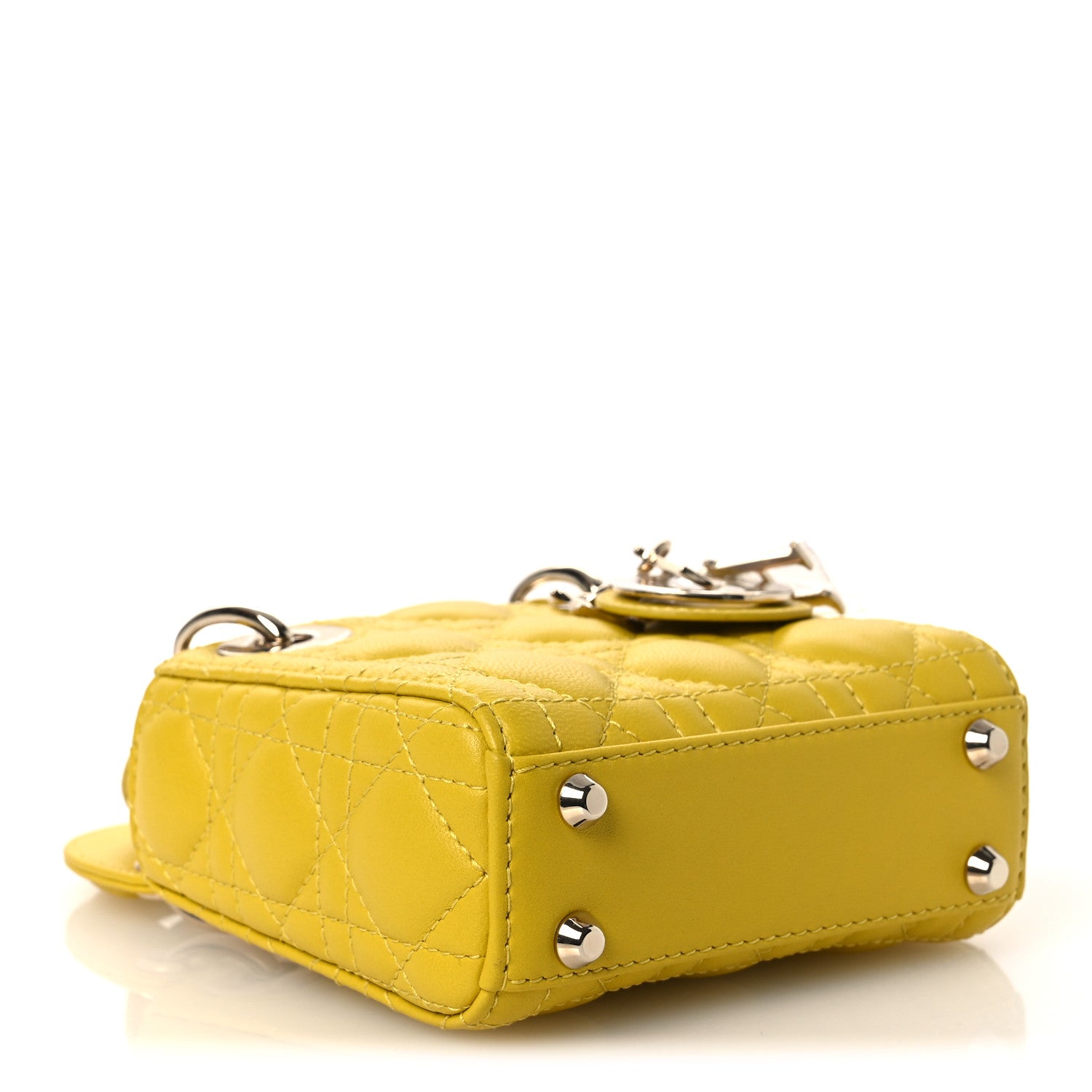 Christian Dior Lambskin Cannage Micro Lady Dior Yellow 4 of 12