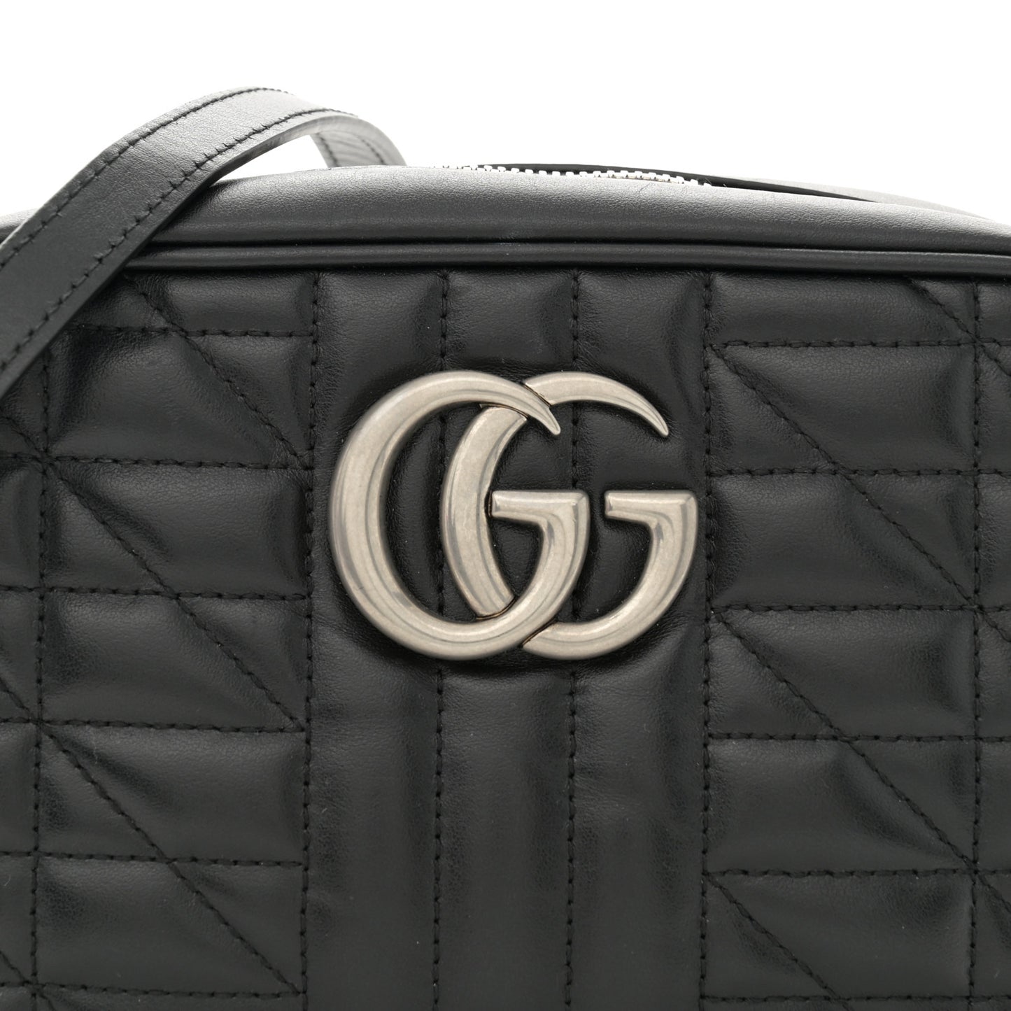 Calfskin Matelasse Aria Small GG Marmont Chain Shoulder Bag Black