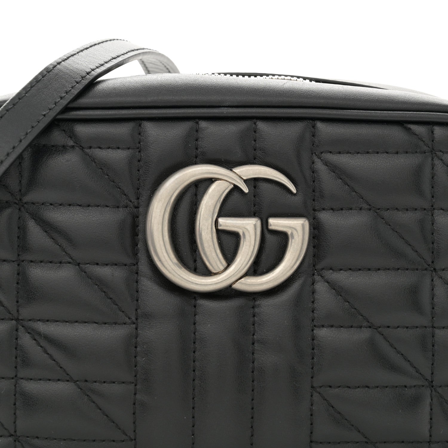 Gucci Calfskin Matelasse Aria Small GG Marmont Chain Shoulder Bag Black 8 of 11