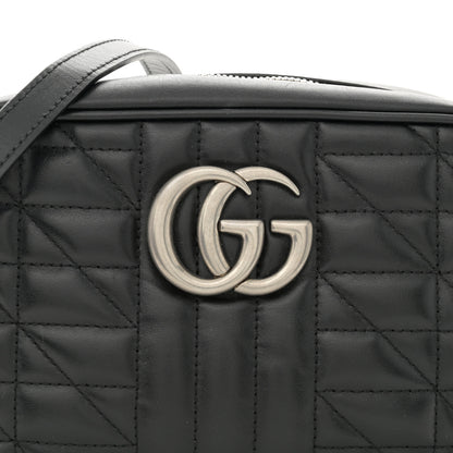 Gucci Calfskin Matelasse Aria Small GG Marmont Chain Shoulder Bag Black 8 of 11