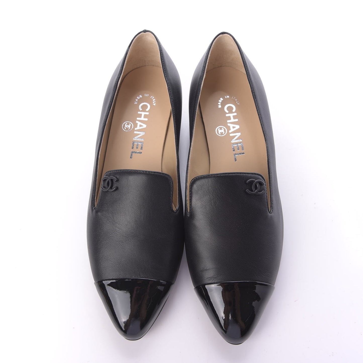 Lambskin Patent CC Cap Toe Mocassin Loafer 36 Black
