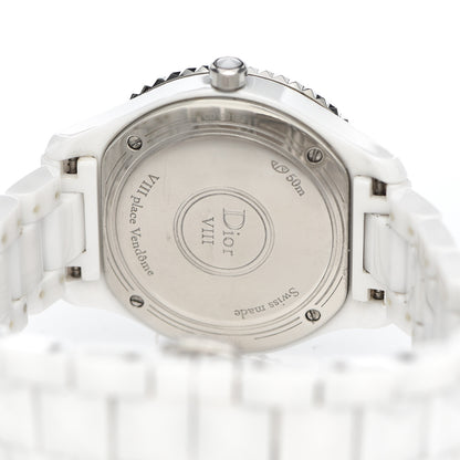 Christian Dior Stainless Steel Ceramic Diamond 33mm Dior VIII Automatic Watch White 5 of 6