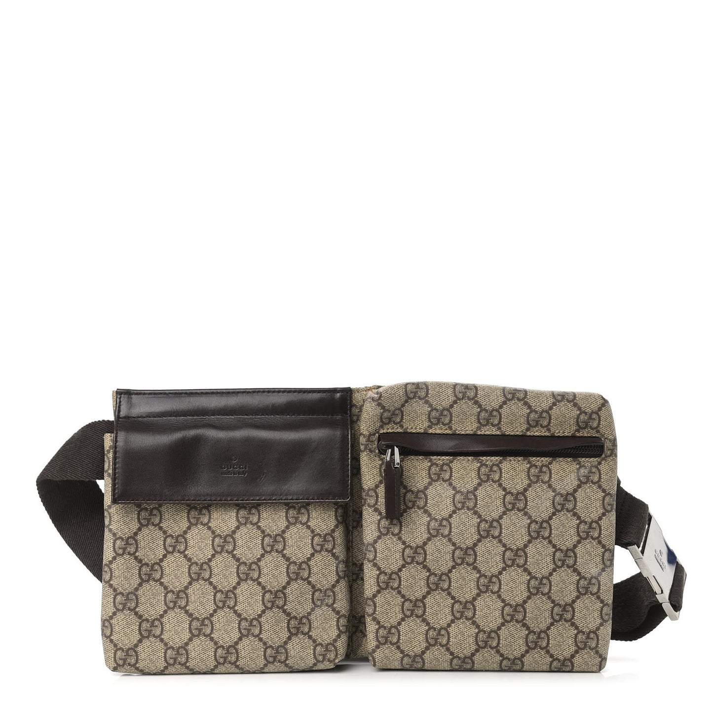 GG Plus Monogram Double Pocket Belt Bag Dark Brown