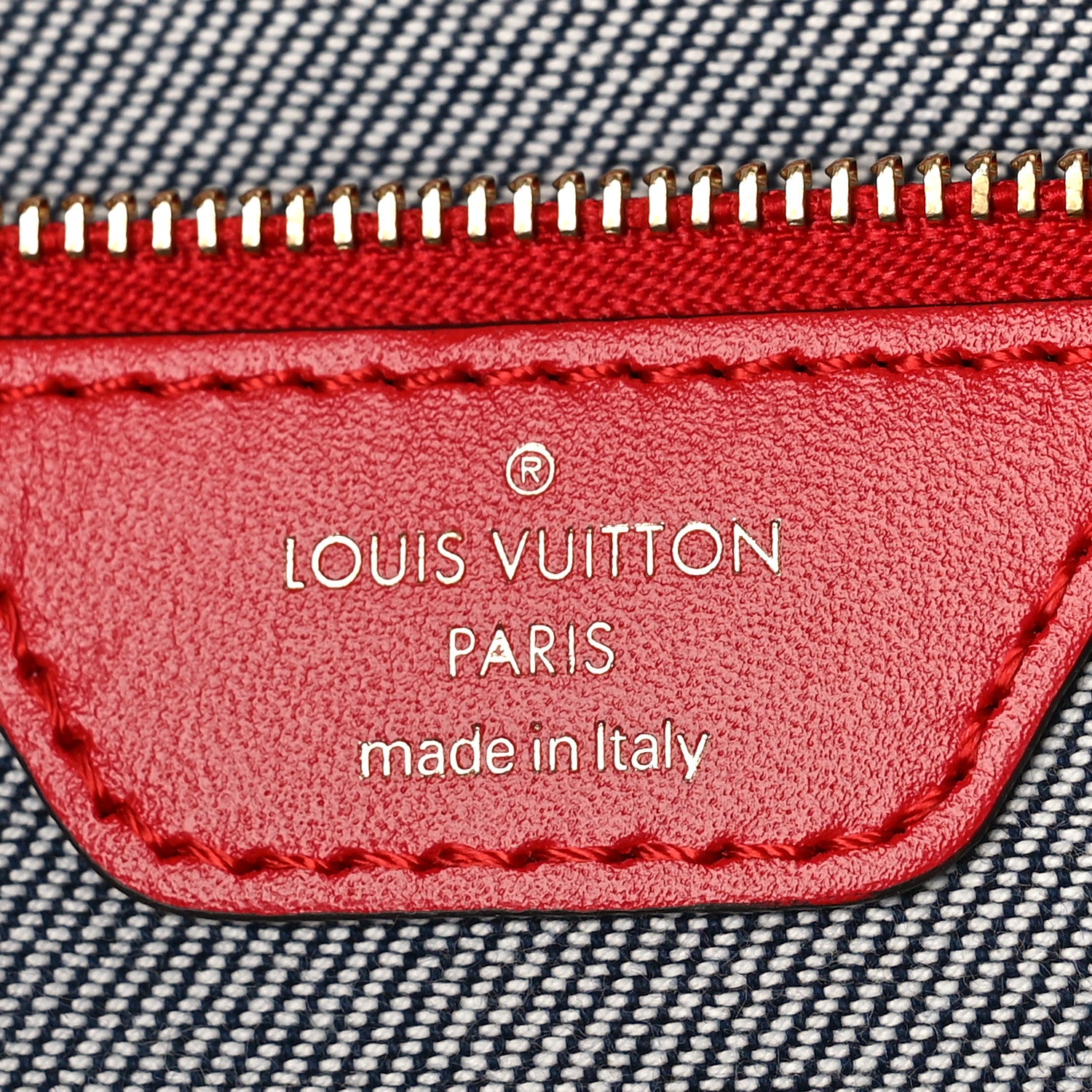 Louis Vuitton Denim Damier Monogram Onthego Blue Rouge 6 of 8