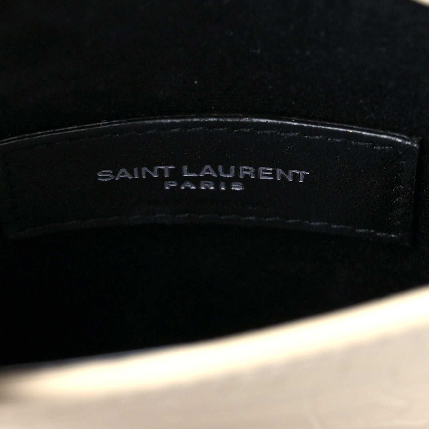 Saint Laurent Calfskin Crocodile Embossed Monogram Uptown Baby Pouch Crema Soft 5 of 7