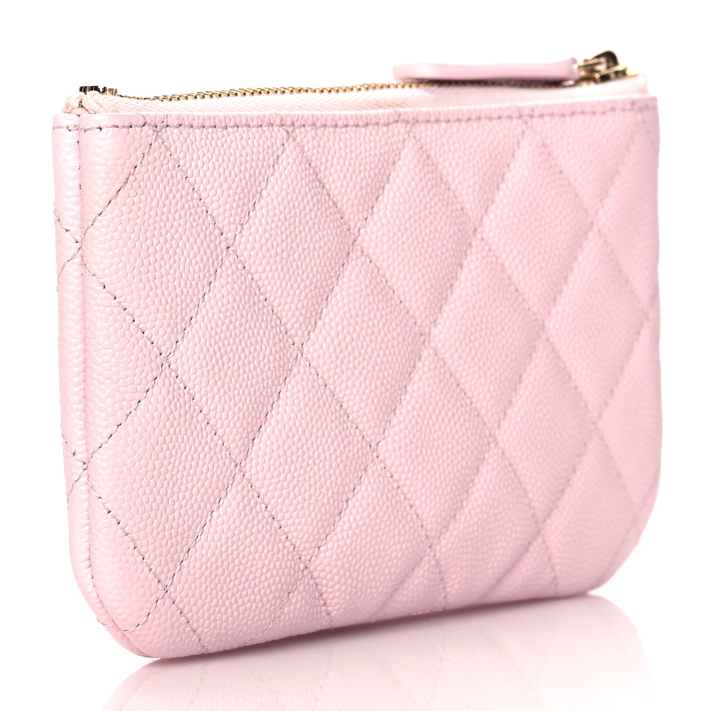 Shiny Caviar Quilted Small Cosmetic Case Pink