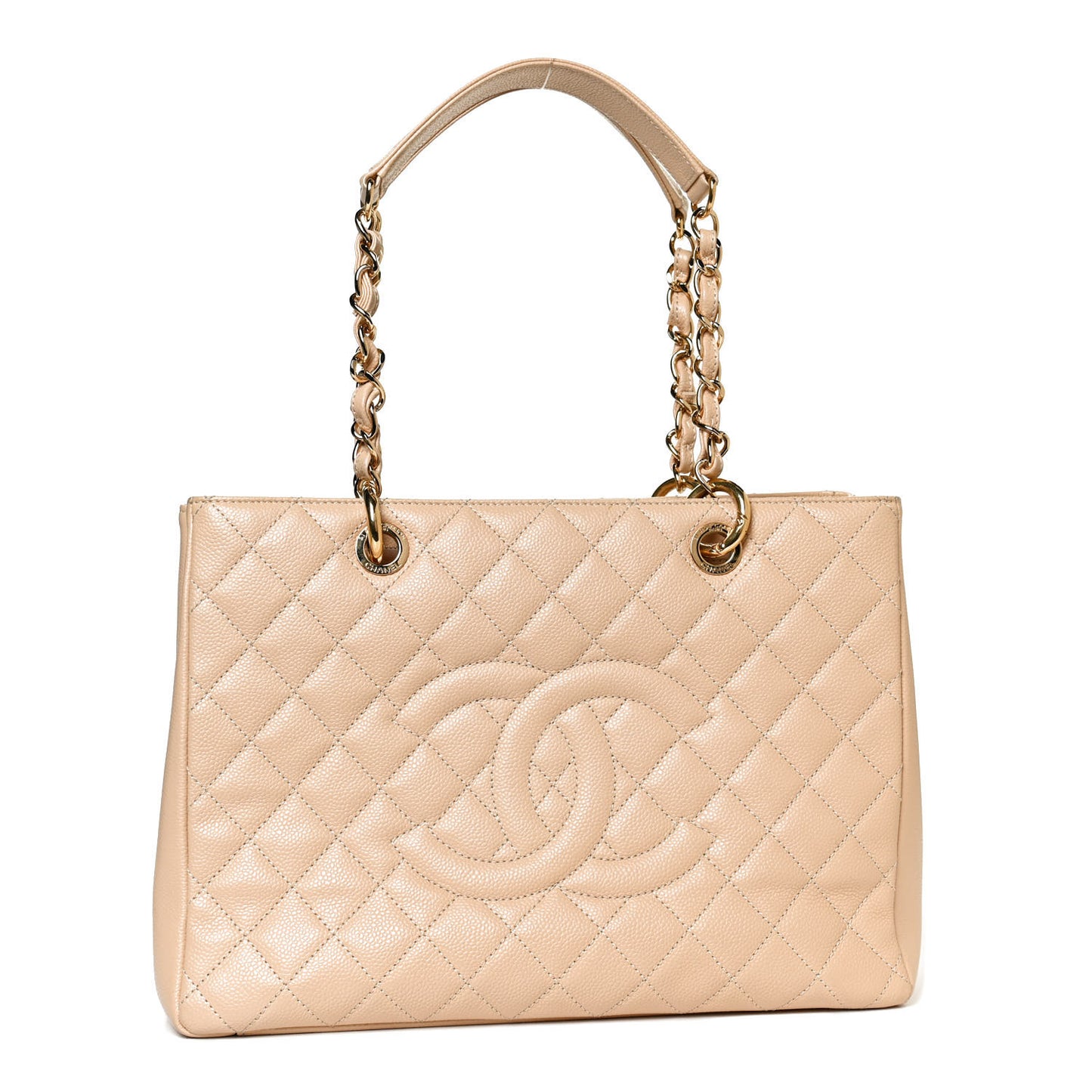 Caviar Quilted Grand Shopping Tote GST Beige Clair