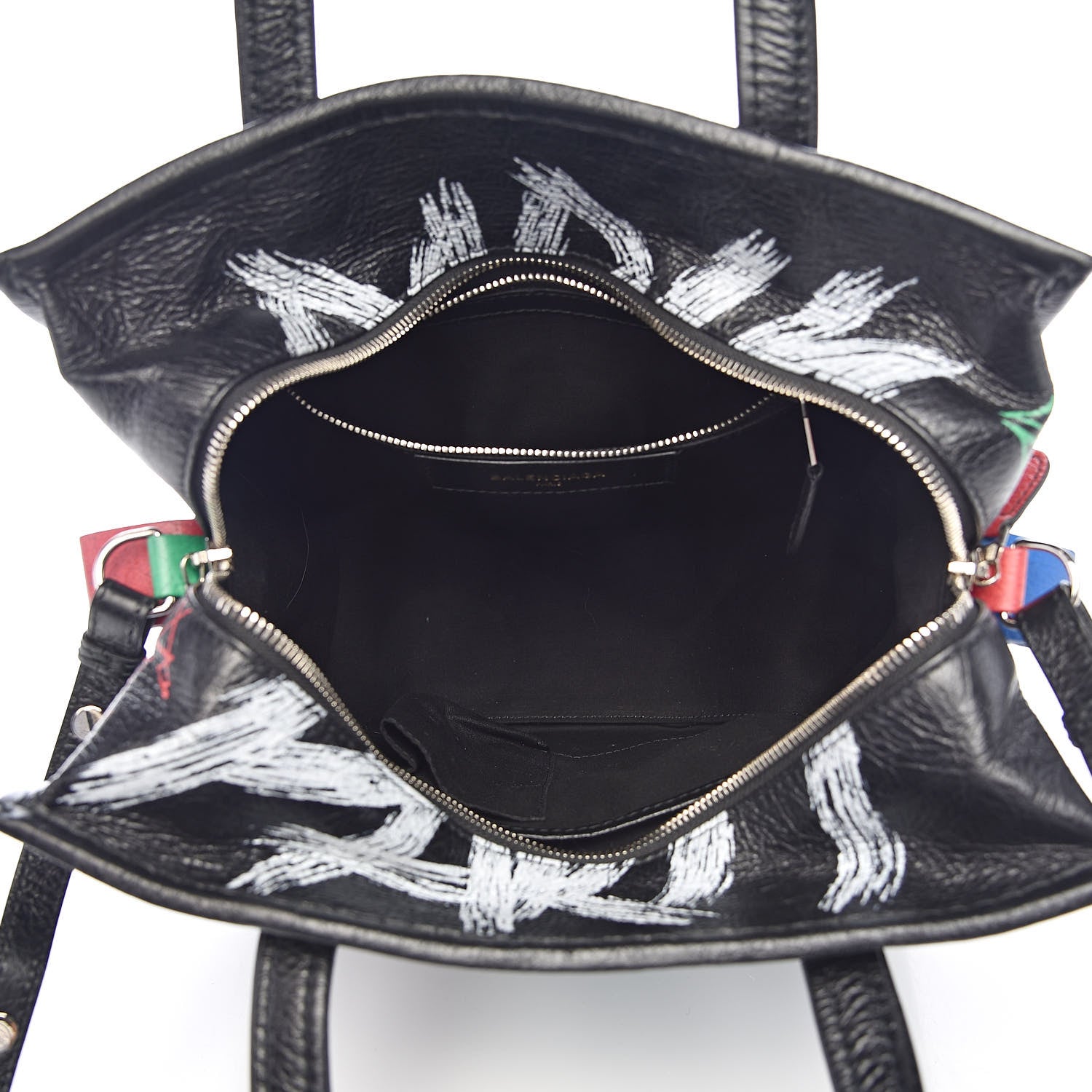 Balenciaga Agneau Arena Graffiti All Over S Bazar Shopper Tote Black Vert Rouge 5 of 10