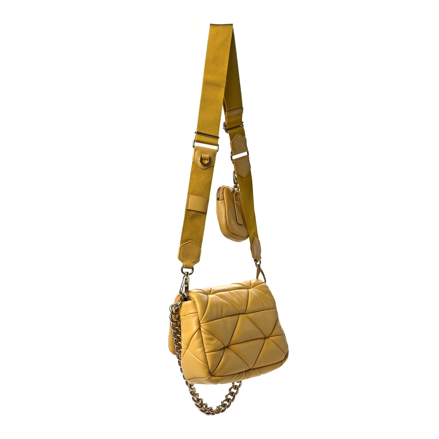 Nappa Re-Nylon Triangle Quilted Patchwork System Flap Shoulder Bag Ginestra