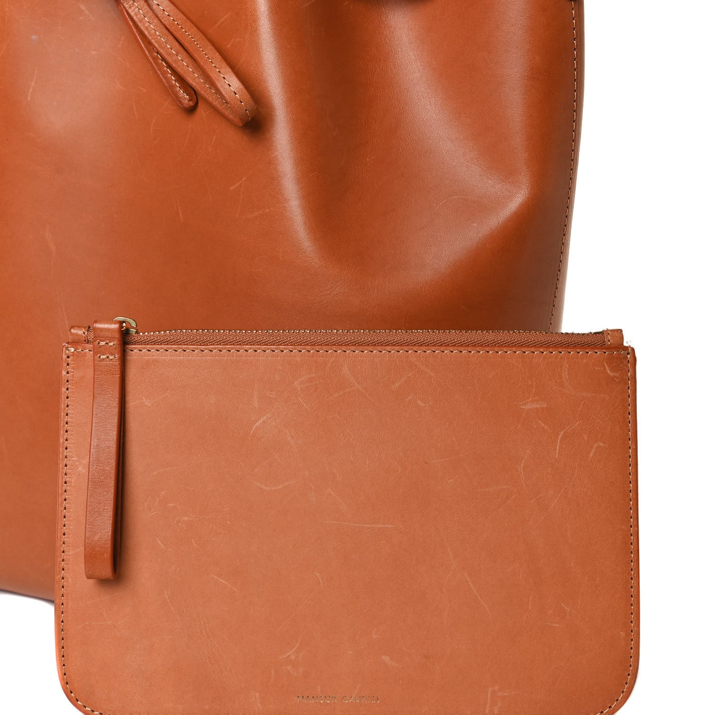 Vegetable Tanned Calfskin Bucket Bag Cammello Rosa