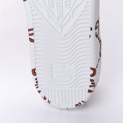 Gucci Calfskin GucciGhost Print Womens Ace Sneakers 39.5 White Hibiscus Red 8 of 10