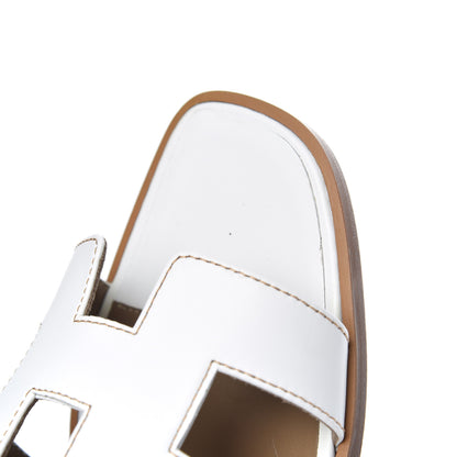 Hermes Box Calfskin Oran Sandals 38 White 9 of 11