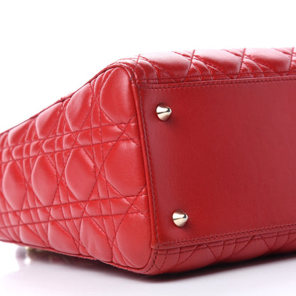 Christian Dior Lambskin Cannage Medium Lady Dior Red 6 of 12