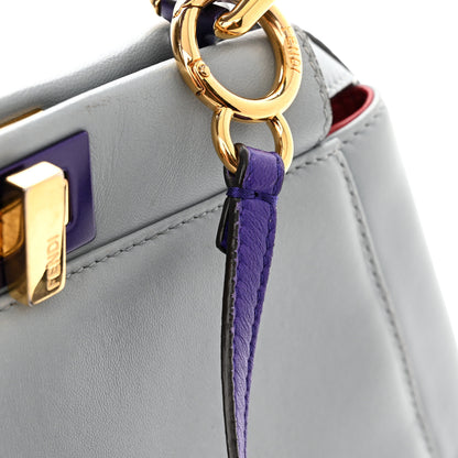 Fendi Nappa Colorblock Mini Peekaboo Iconic Satchel Polvere Purple Rain Ruby 12 of 13