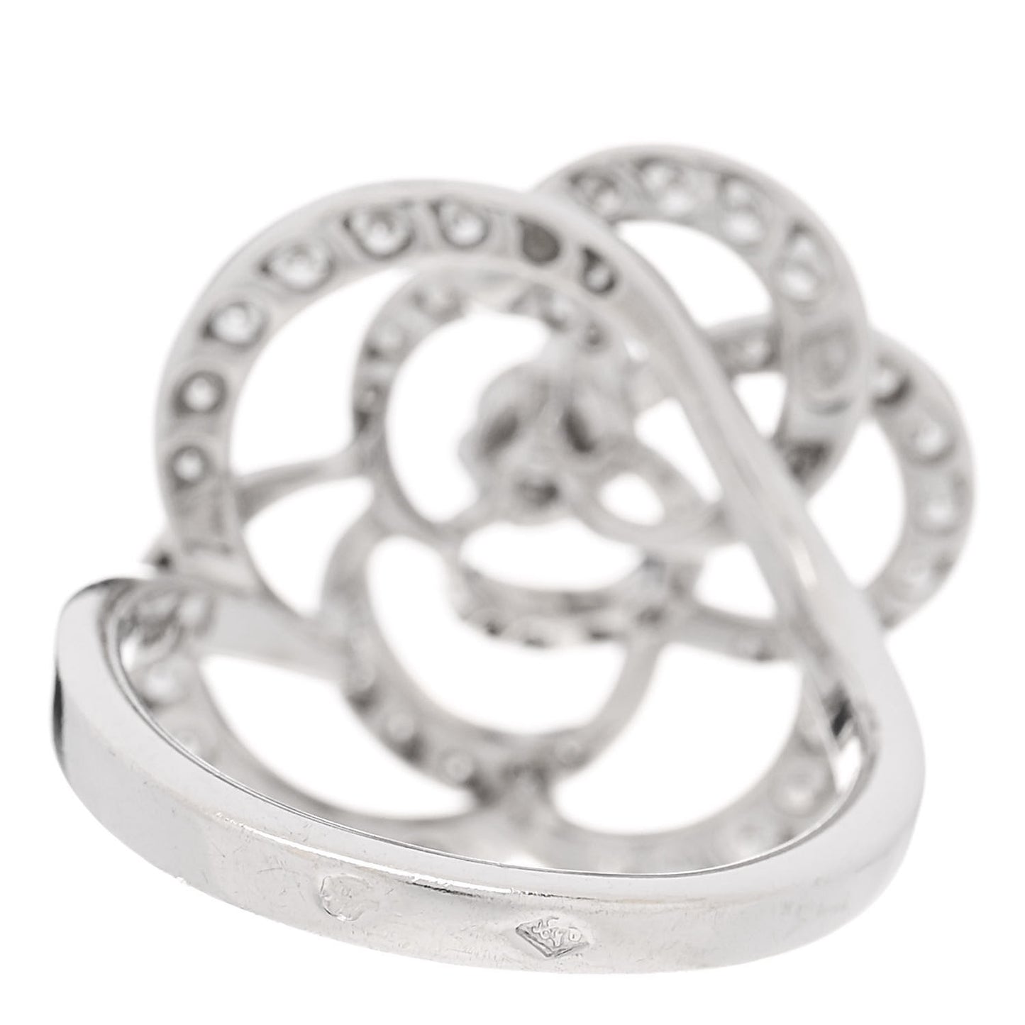 18K White Gold Diamond Medium Fil de Camelia Ring 49 5