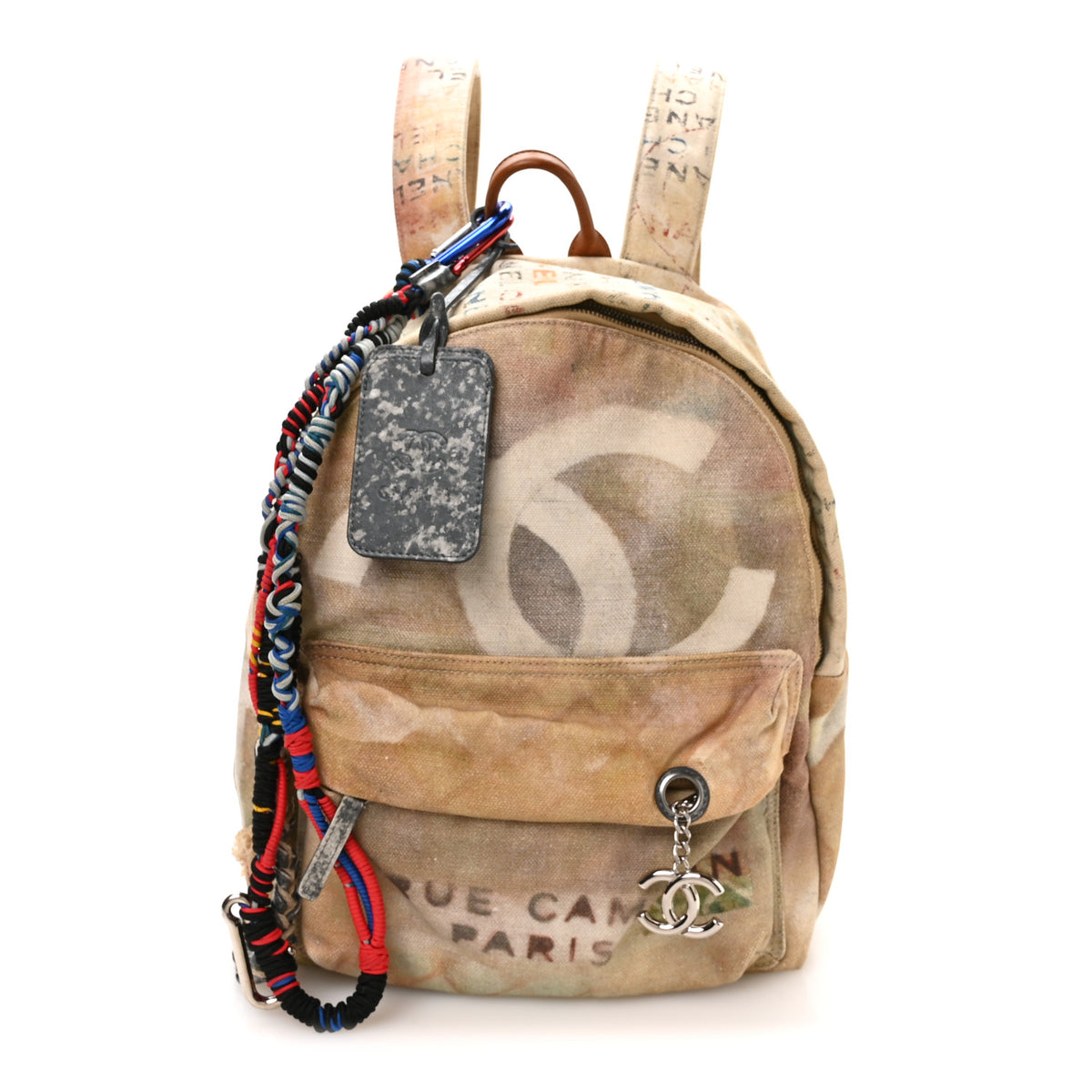 Chanel Graffiti Printed Canvas Medium Backpack Beige 1 of 9