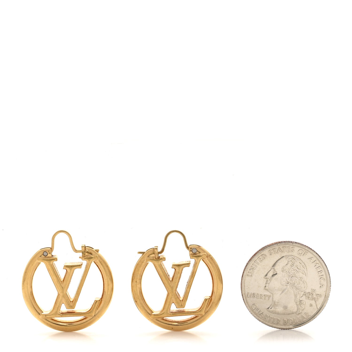 Louis Vuitton Metal Small Louise Hoop Earrings Gold 2 of 5
