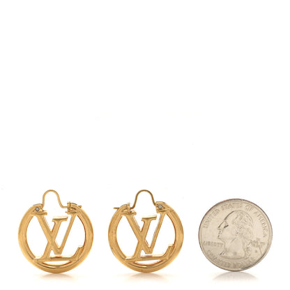 Louis Vuitton Metal Small Louise Hoop Earrings Gold 2 of 5