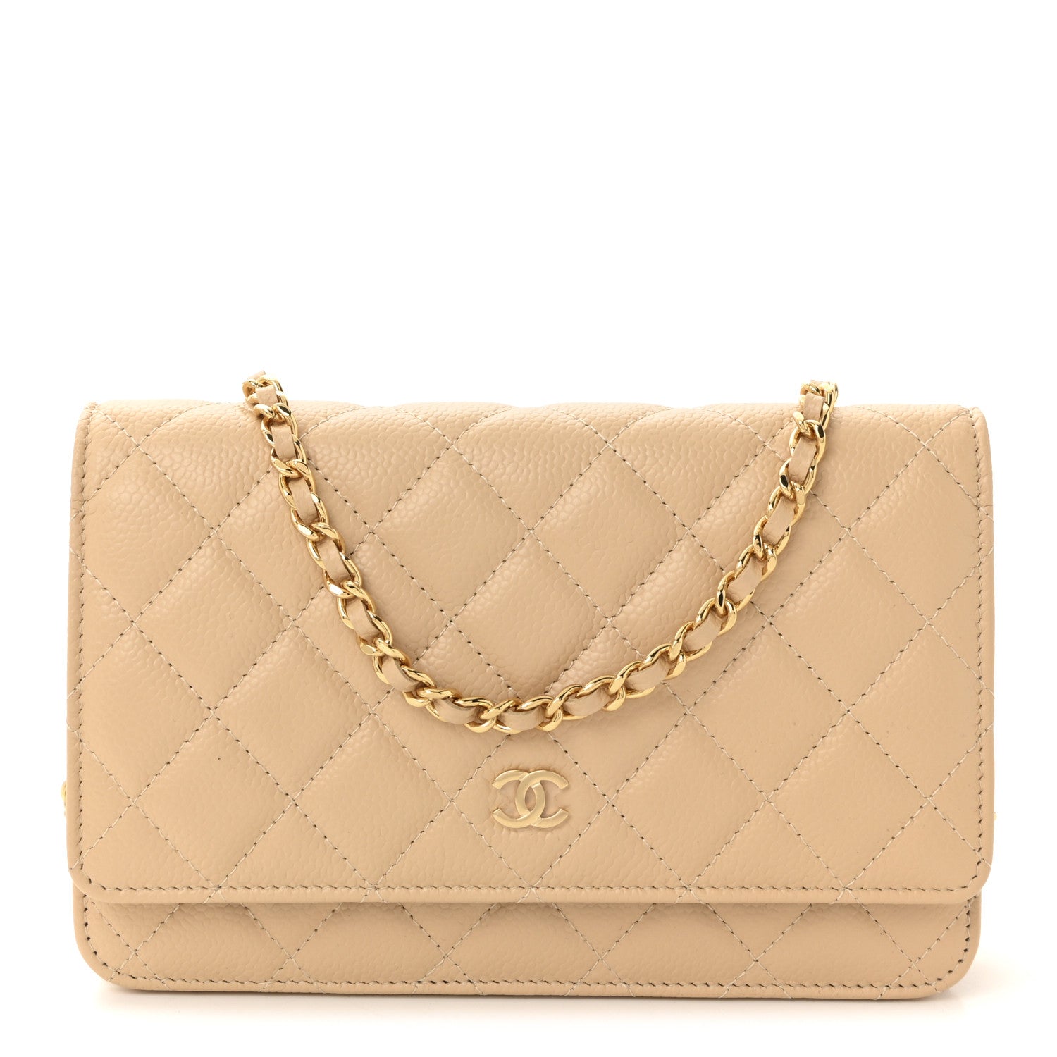 Chanel Caviar Quilted Wallet on Chain WOC Beige 1 of 11