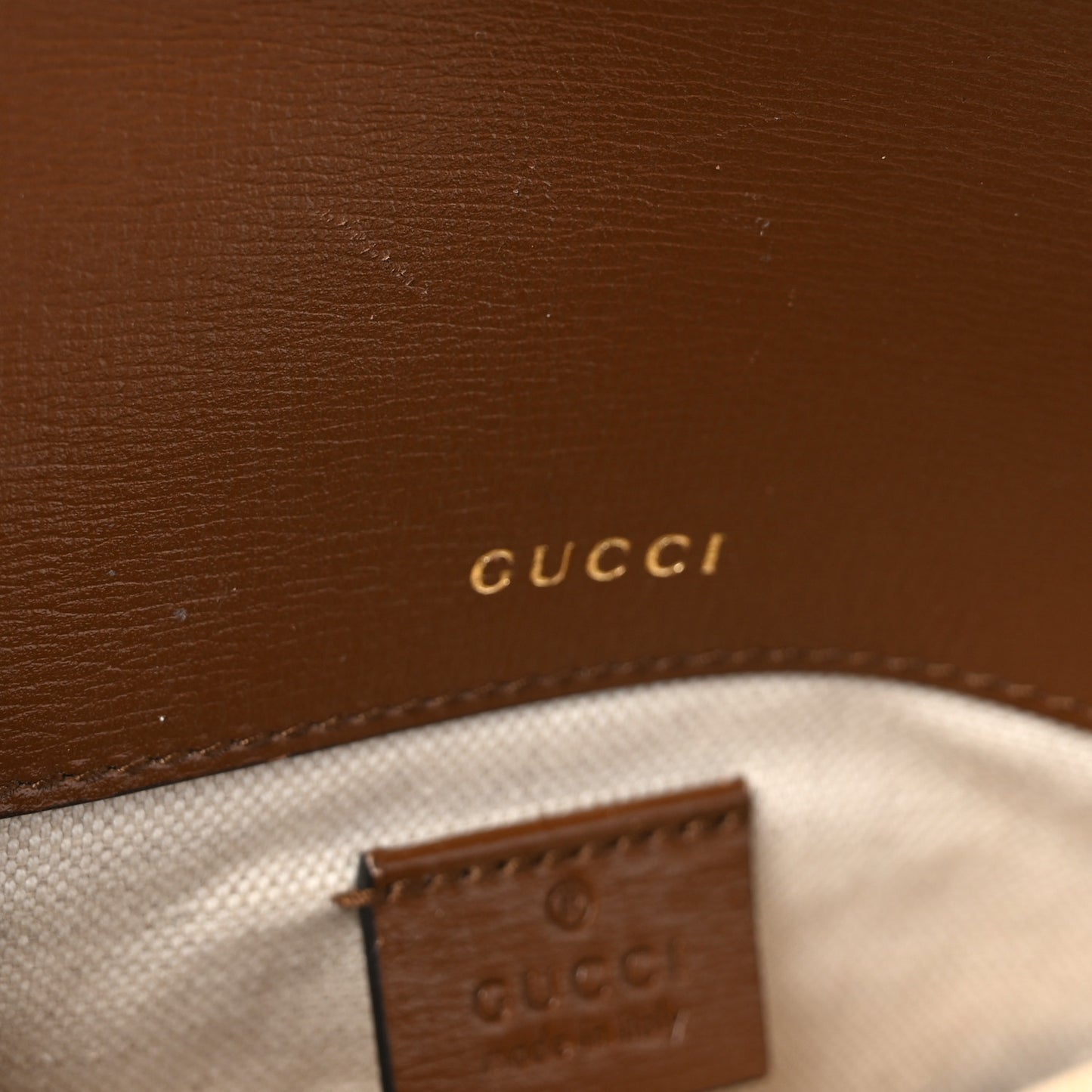 GG Supreme Monogram Web Mini Horsebit 1955 Shoulder Bag Beige Brown Sugar