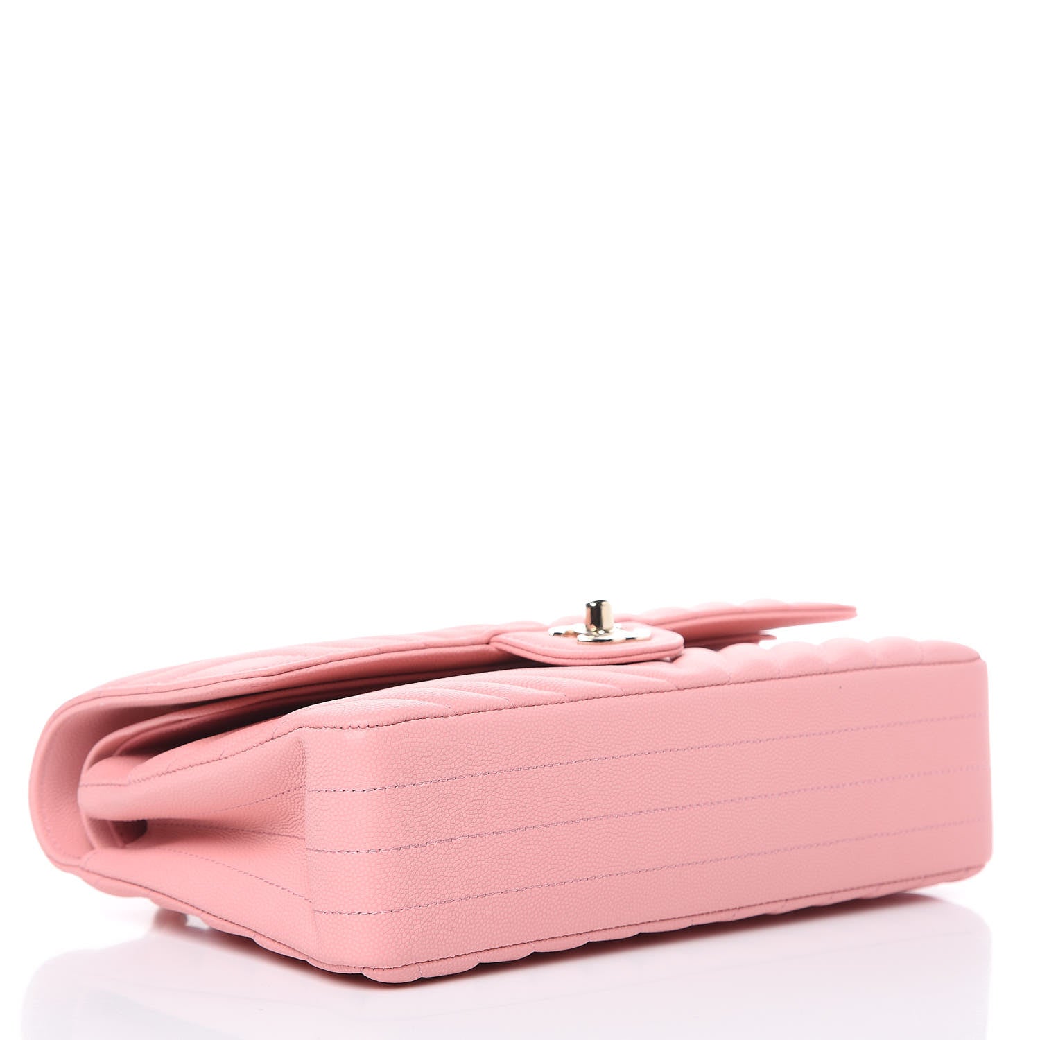Chanel Caviar Chevron Quilted Medium Double Flap Pink 4 of 9