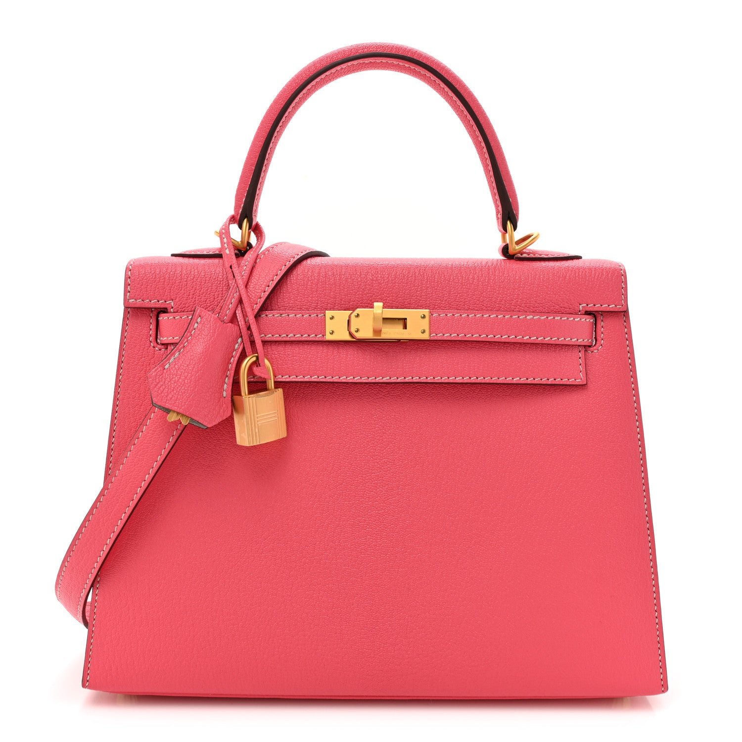 Hermes Chevre Mysore Horseshoe Kelly Sellier 25 Rose Lipstick Gris Pale 1 of 13