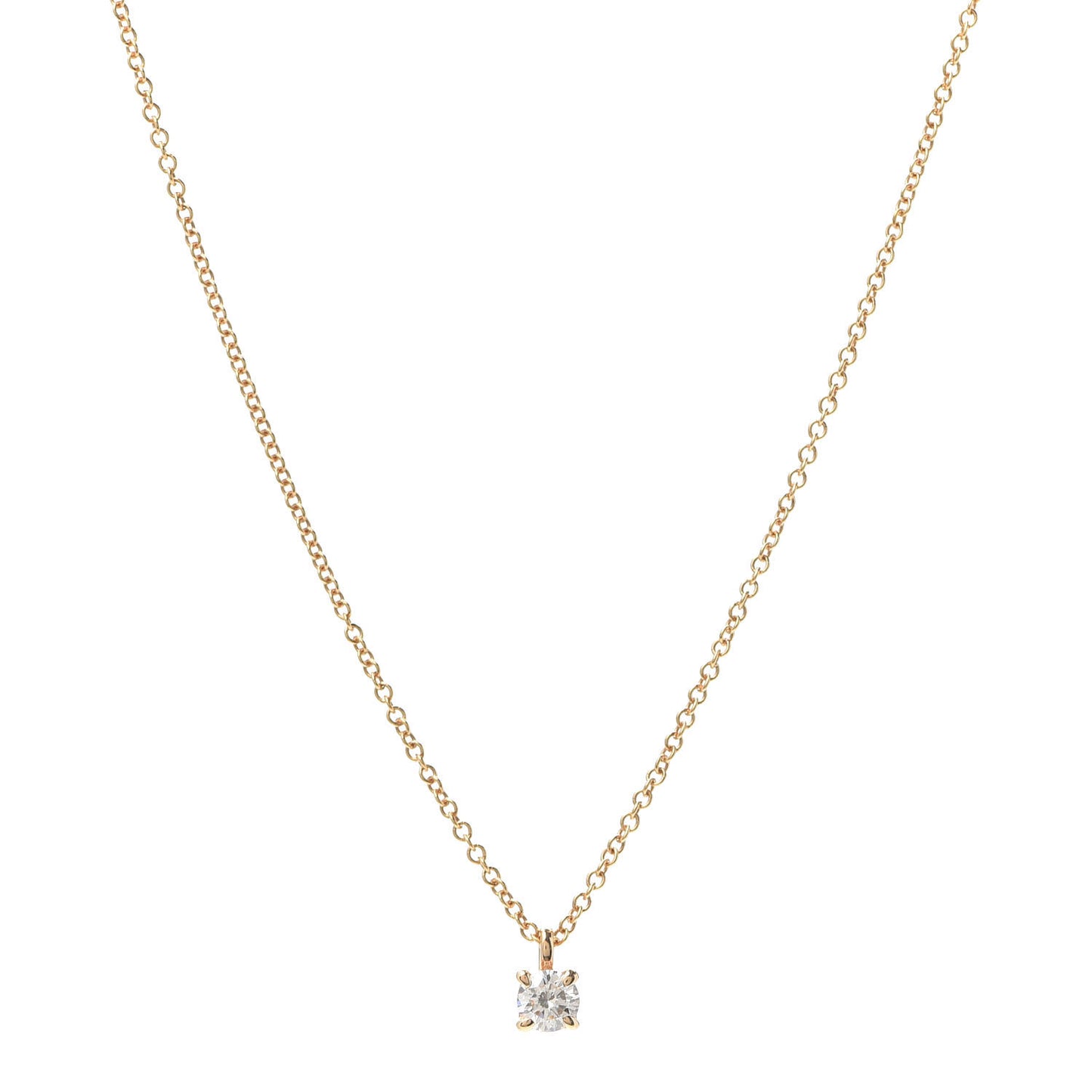 18K Rose Gold Diamond .18ct Solitaire Pendant Necklace