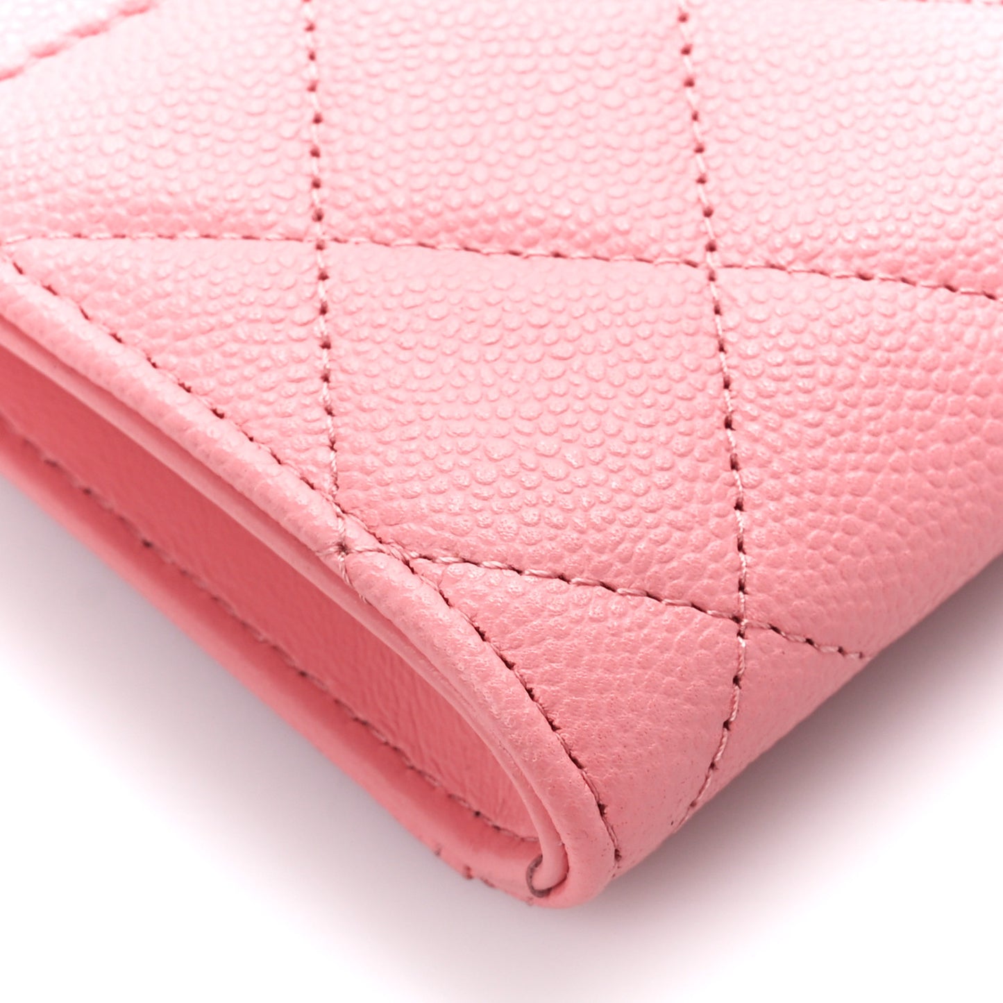 Caviar Quilted CC Zip Around Card Holder Pink