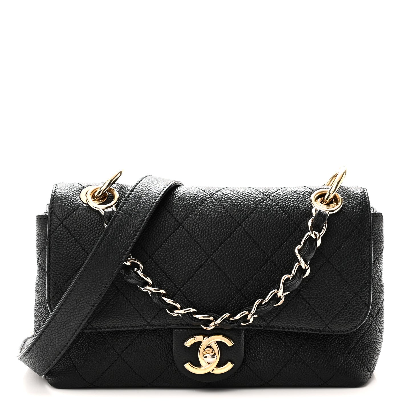 Caviar Quilted Small City Walk Flap Black