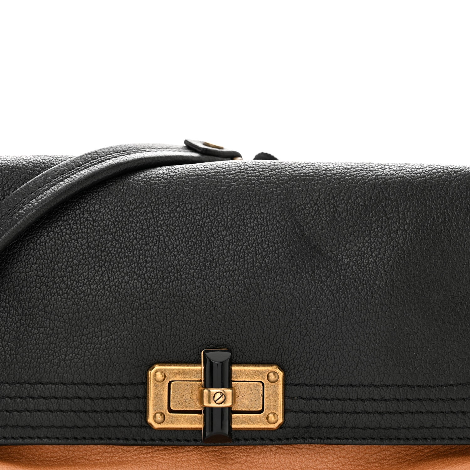 Lanvin Calfskin Quilted Large Happy Clutch Brown Black 7 of 9