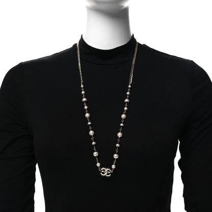 Chanel Metal Enamel Pearl CC Necklace Gold Black White 2 of 4