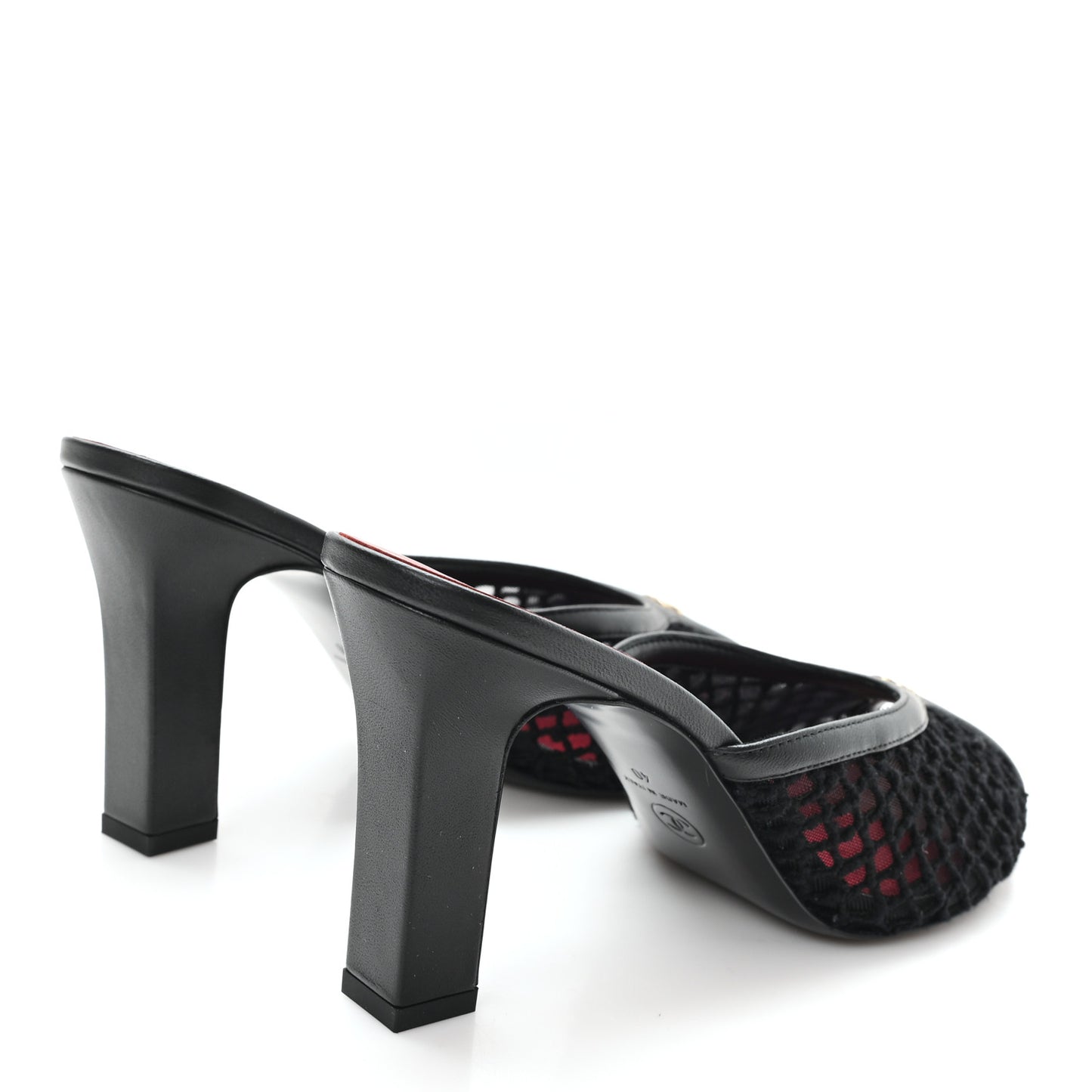 Mesh Cotton Lambskin CC Coco Beach Mules 40 Black