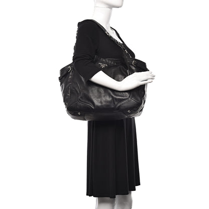 Prada Soft Calf Two Pocket Hobo Black 2 of 11