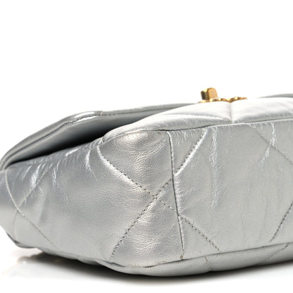 Chanel Metallic Goatskin Quilted Medium Chanel 19 Flap Silver 9 of 10