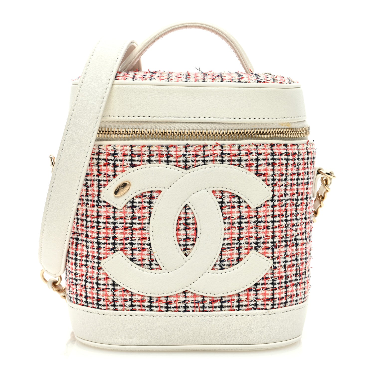Chanel Tweed Lambskin Timeless Vanity Cosmetic Case White 1 of 13